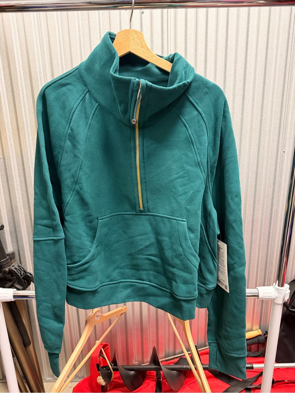 NWT Lululemon Scuba Oversized Funnel Neck Half Zip - XL/XXL - Storm Teal/Gold